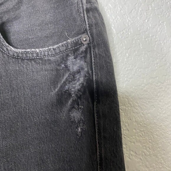 Frame Imaan X Frame Womens Charcoal Gray Mid Rise Denim Ripped Bermuda Shorts 25 - Picture 7 of 14